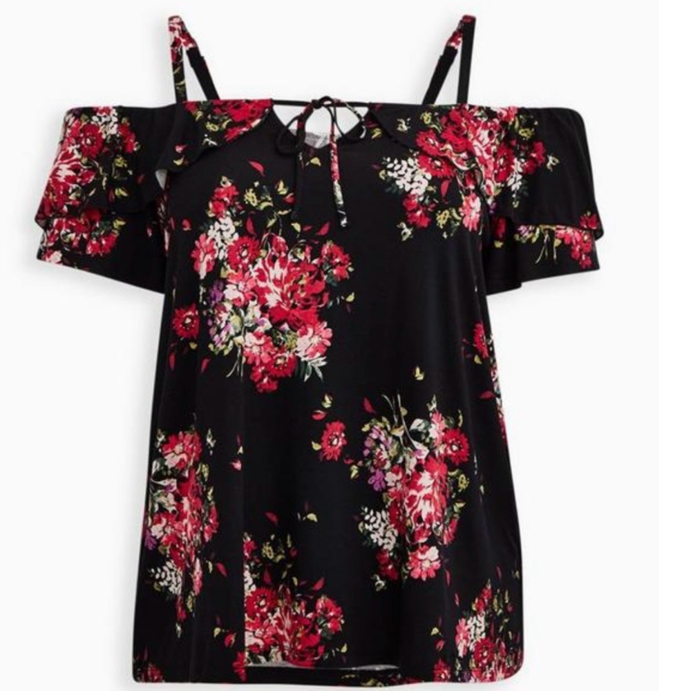 Torrid Cold Shoulder Ruffle Floral Top